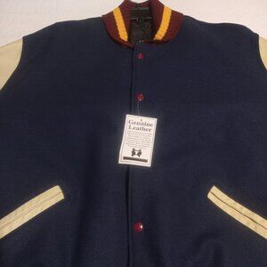 Rock Creek Athletics VTG Letterman Jacket Wool with Leather Sleeves XL NOS